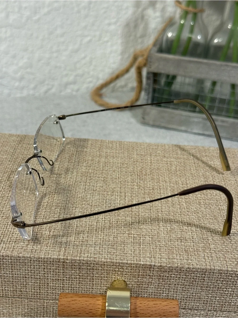 Calvin Klein Rimless Eyeglass Frames 533 29 Japan Minimalist 49-19-145 w/Case